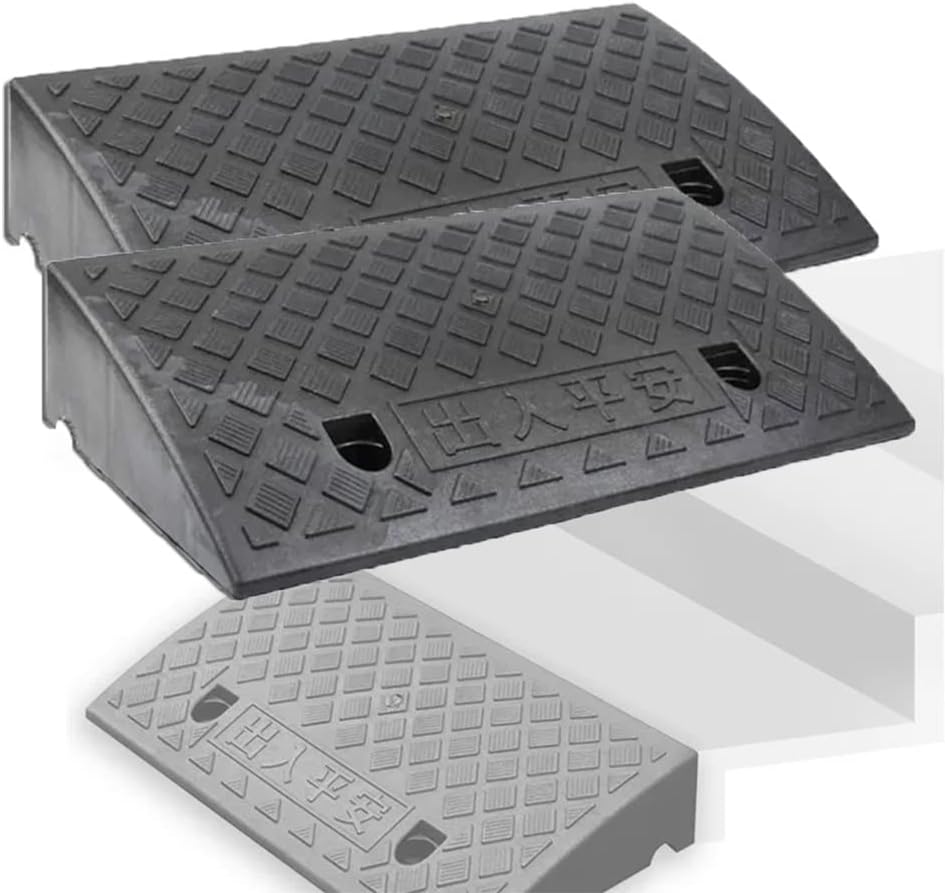 PVC Curb Ramp, Anti-Slip Driveway Ramps, 1in-7.5in Portable Threshold Ramp, Motorcycle/Cars/Wheelchairs, Lightweight Ramp for Indoor Home-2pcs (Color : B, Size : 50x27x12cm/20x10.6x4.7in)
