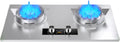Portable Gas Stove with 2 Burners, 5.2KW-13 Cavity Wok Burner, Silver Tempered Glass Cooking Top, with Flame Failure Protection Device (Size : LPG)