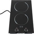 Electric Cooktop 2 Burner,110-120V 2100W Electric Stove Top Knob Control w/9 Power Levels,Kids Lock & Timer,Hot Surface Indicator,Double Induction Cooktop
