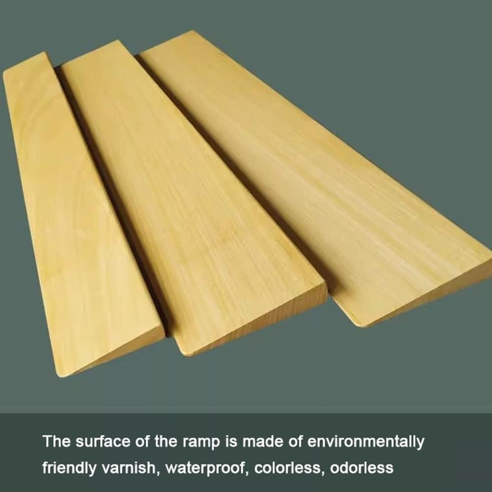 Solid Wood Threshold Ramps for Doorways, 4/5 Inch Rise Wheelchair Ramp, Lightweight Slope Ramp for Home/Door/Floor/Indoor Step(Wood Color,50x8x1.5cm)