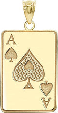 14K Yellow Gold Ace of Spades Customized Playing Card Pendant - Specify Name