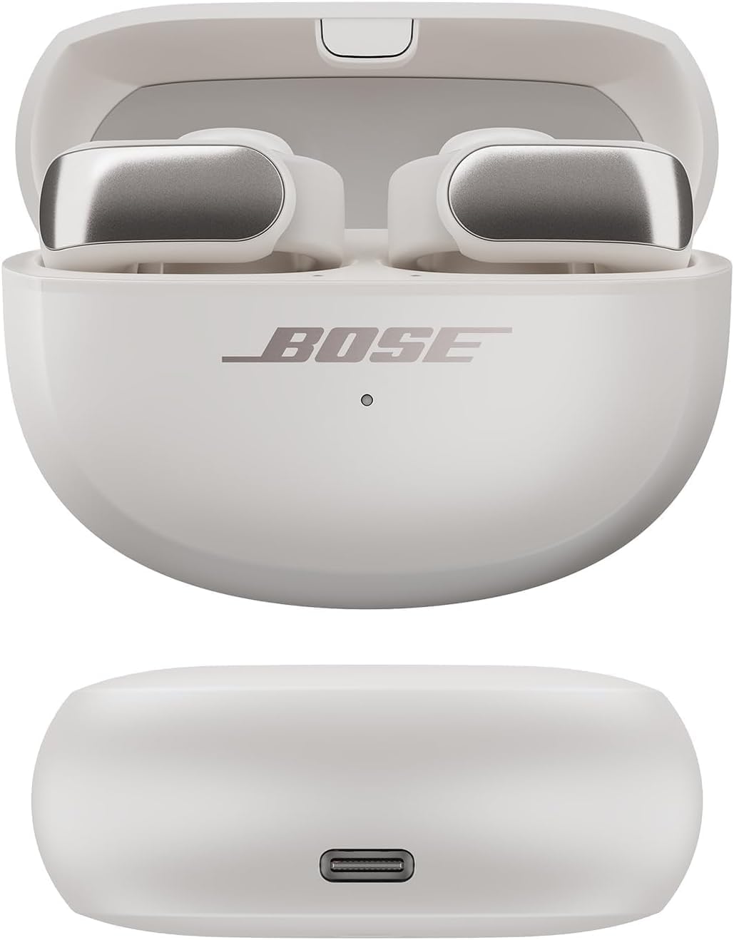 Bose Ultra Open Bluetooth Earbuds, True Wireless Earbuds with OpenAudio for Awareness, Clip On Design for Comfort, Immersive Audio, Up to 48 Hrs of Playtime + 20W Wall Charger (Smoke White)