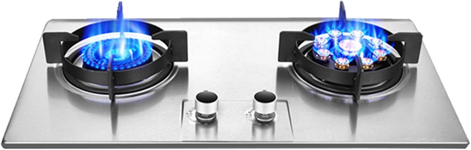Propane Stove,2 Burners Portable Propane Stove,Stainless Steel Gas Cooktop,Maximum 17742.4BTU for Home Kitchens, Restaurants and Food Trucks (Color : NG, Size : Style 2)