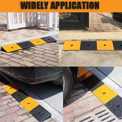 Rubber Curb Ramp, Portable Threshold Ramp, 1.2-6' Rise Entry Slope Ramp, Splicable Step Pad for Home/Front Door/Yard/Patio/Entry(100 * 30 * 11cm/39 * 12 * 4.3in)