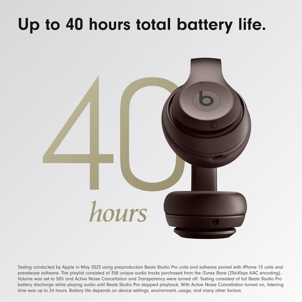 Beats Studio Pro Bluetooth Noise Cancelling Headphones with Apple 20W USB-C Power Adapter - Deep Brown