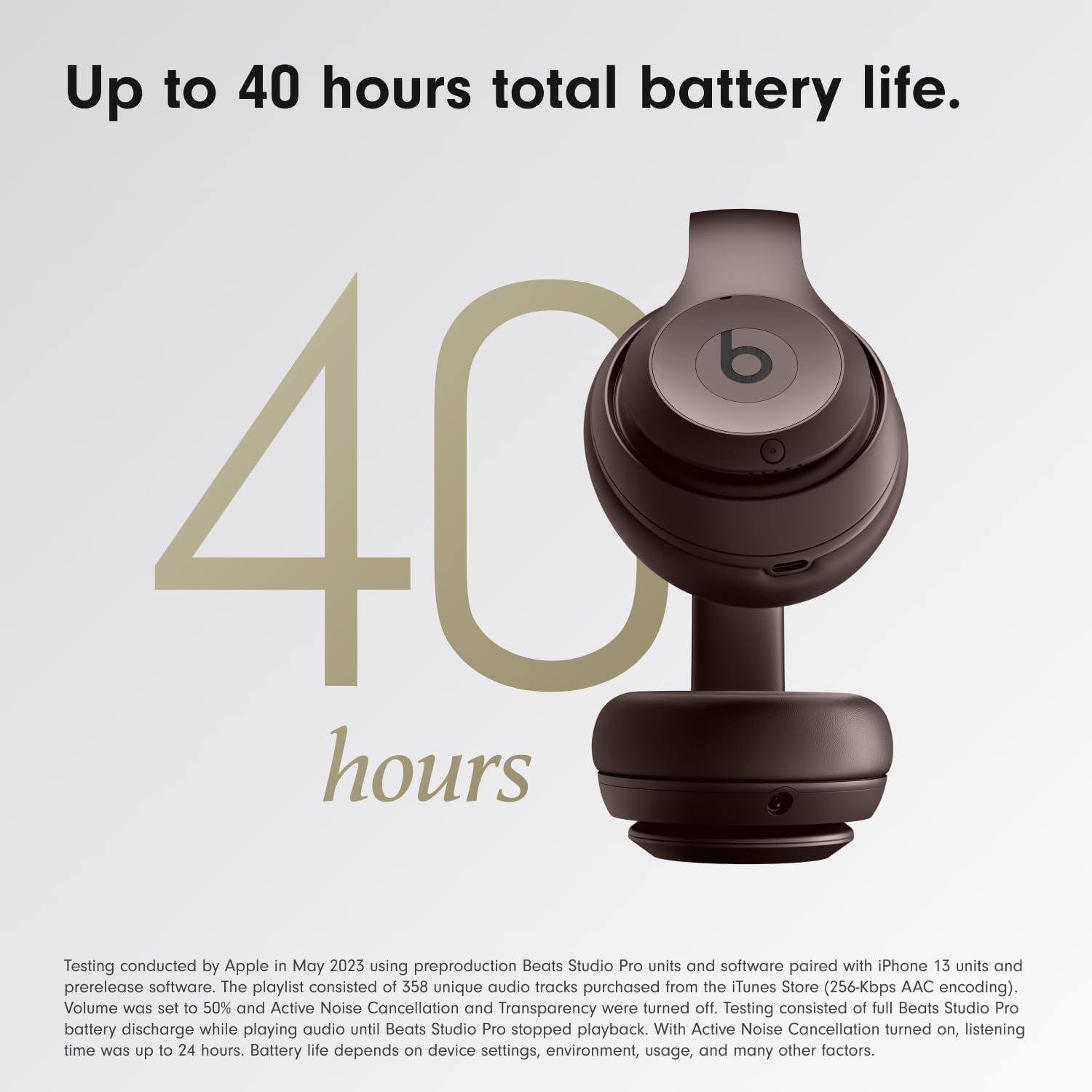 Beats Studio Pro Bluetooth Noise Cancelling Headphones with Apple 20W USB-C Power Adapter - Deep Brown