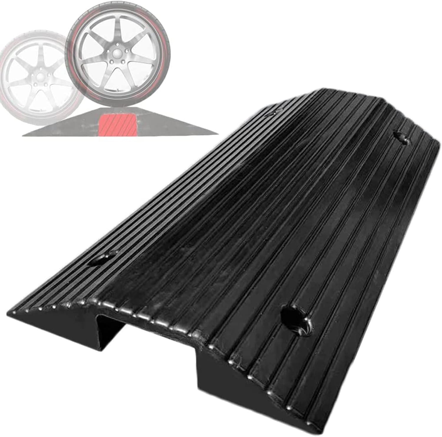 Rubber Non-Skid Wheelchair Threshold Ramp, 3in Rise Stable Transition Ramp, Portable Utility Mobility Access for Home Entry Portable Ramp for Doorways & Barn Door