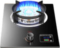 Gas Stove 1 Burner,5.2KW Nine-cavity High-Fire Tempered Glass Gas Stove,Natural Gas/liquefied Gas Conversion Stove,with Safety Flameout Device snd Timer(LPG)