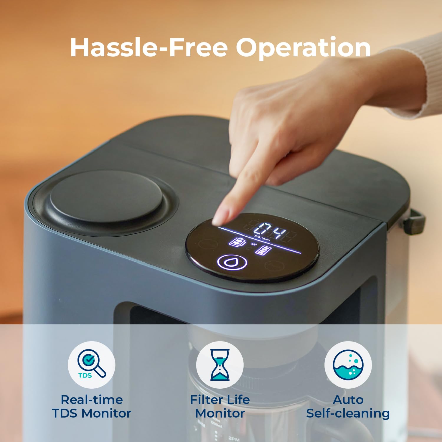 Bluevua RO100ROPOT-Lite Countertop Reverse Osmosis Water Filter System, 3:1 Pure to Drain Ratio, Portable RO Filtration with Remineralization, No Installation, WQA Certified, 7-Stage UV Blue