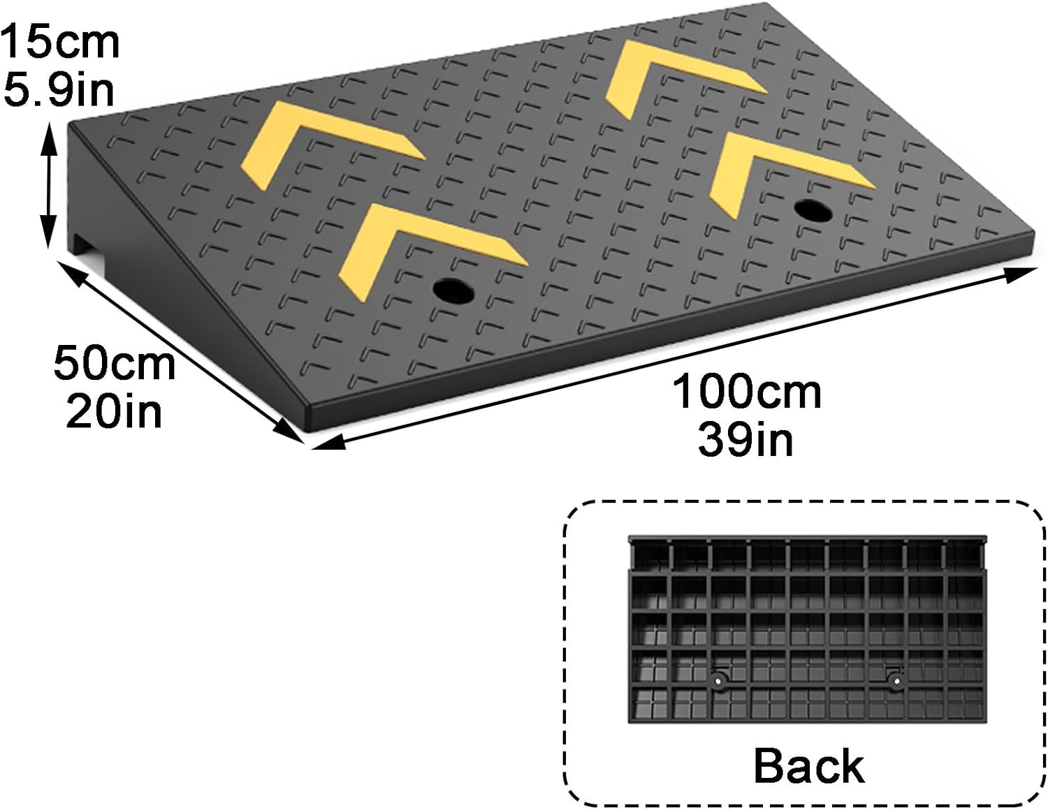 Curb Ramp Heavy Duty Rise Threshold Ramp with Expansion Screws Driveway Ramp for Loading Dock Warehouse Wheelchair(100 * 50 * 15cm/39 * 20 * 5.9in)