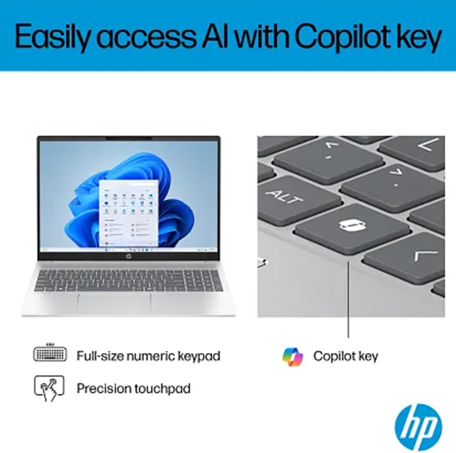 HP OmniBook 5 16' FHD+ Touchscreen Laptop, Business Copilot AI PC, Core Ultra 7 255U, 16GB RAM, 1TB SSD, Backlit, Wi-Fi 6, W11H, Lightweight Silent Design, Silver, Bundle with PCO Laptop Cooler