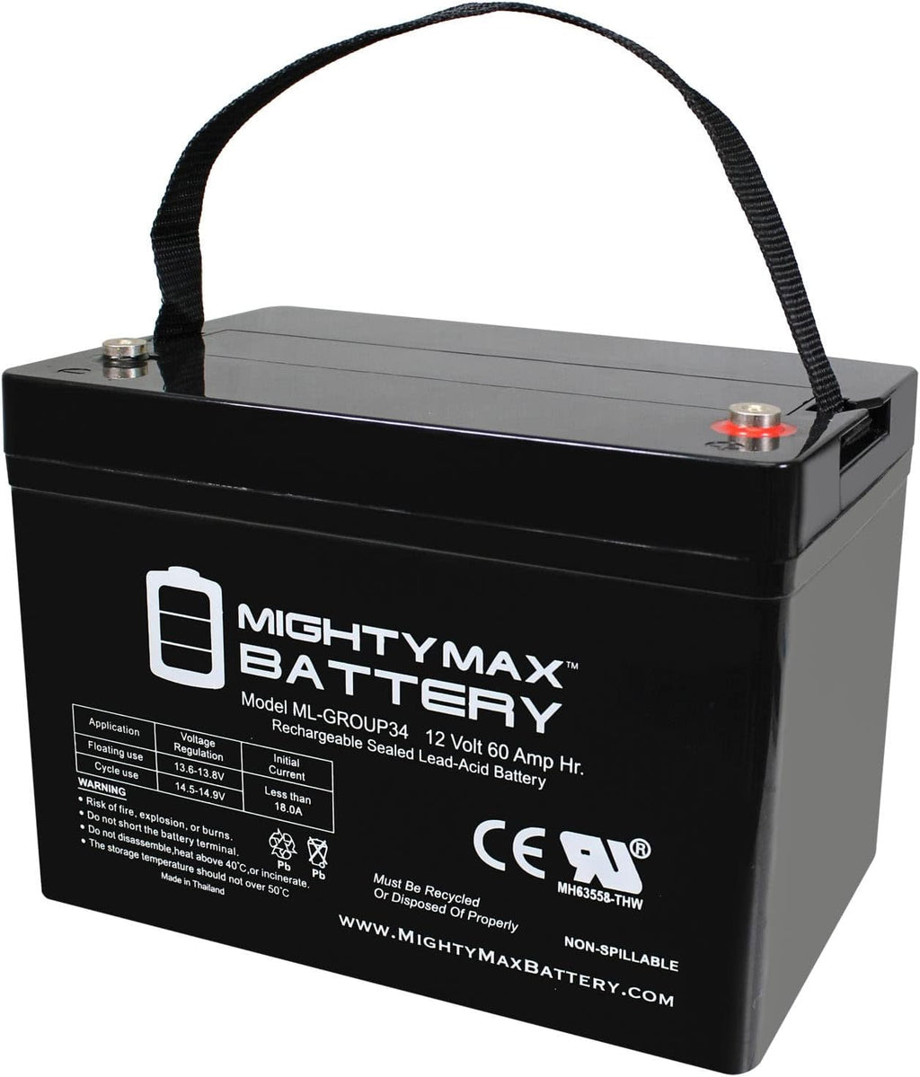ML-GROUP34-12 Volt 60 AH, Internal Thread (INT) Terminal, Rechargeable SLA AGM Battery