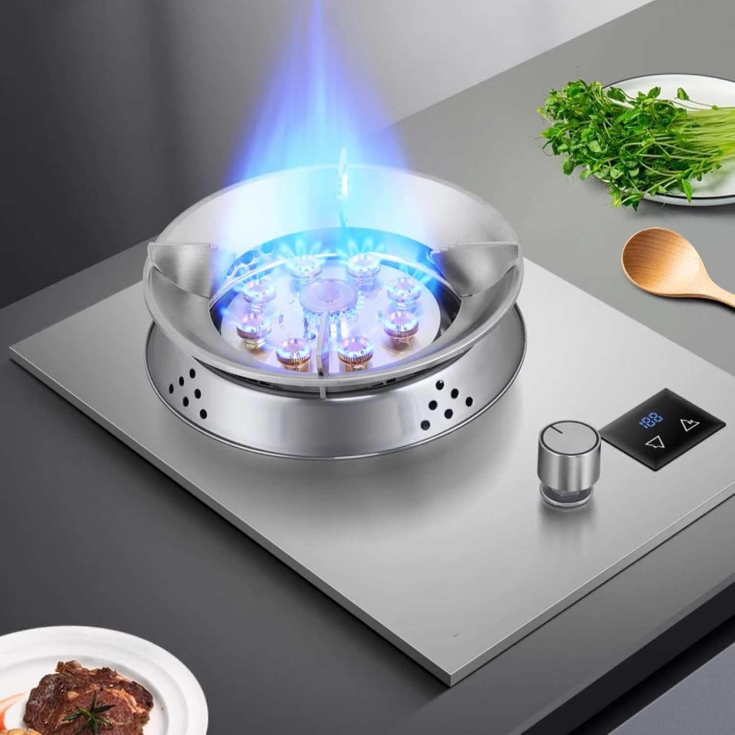 43cm Gas Stove,Single Burner,Kitchen Counter Top Stove Gas,with Flameout Protection and Independent Timer,for Home Kitchen Motor Home Camp(LPG)