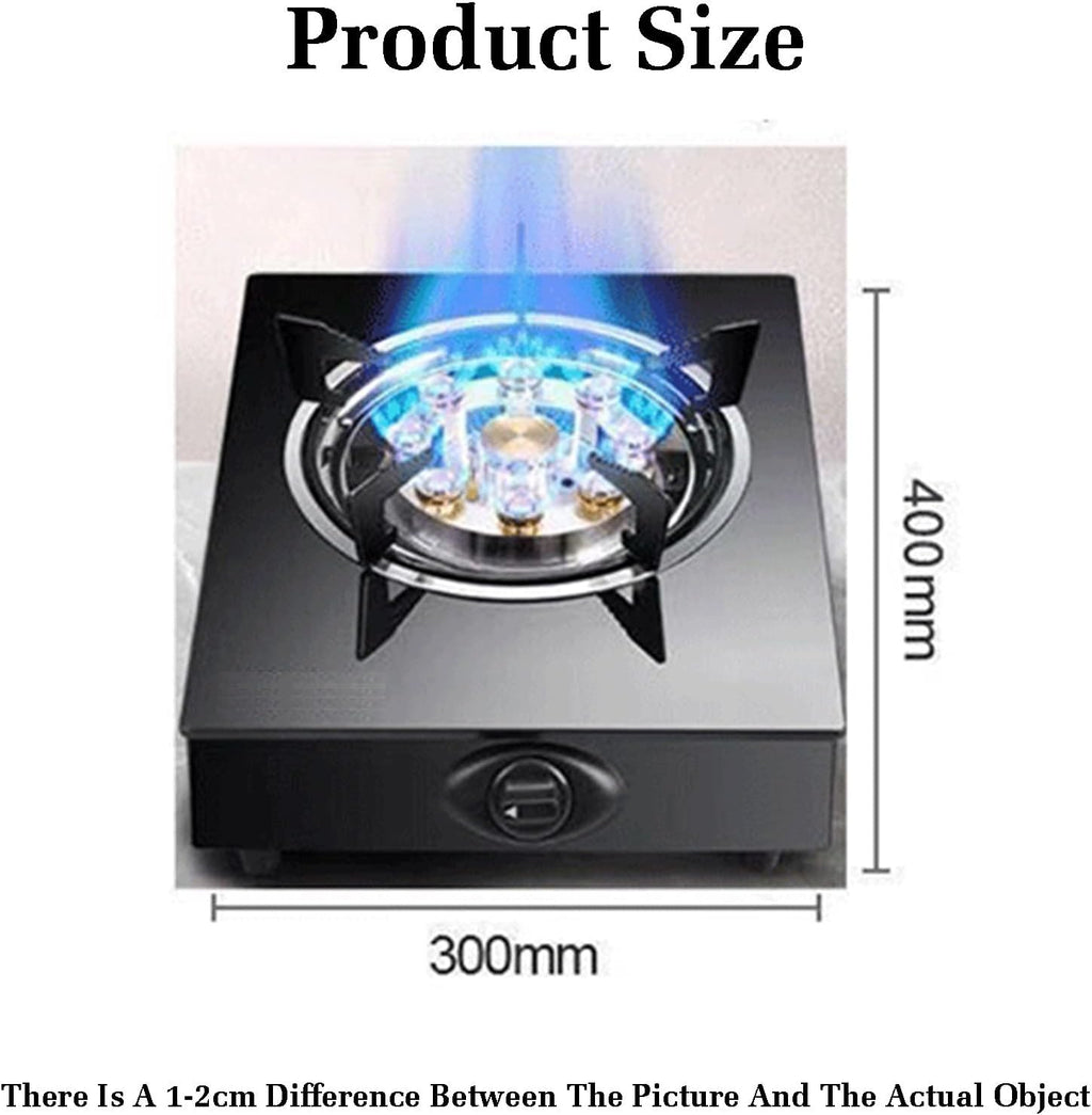 Gas Cooker 1 Burner,5.0KW Gas Stove,Gas/LP Gas Conversion Stove,Tempered Glass Cast Iron Pot Rack,with Flameout Protection,for Home Kitchen(LPG)