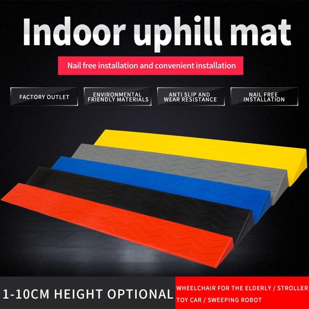 Indoor Ramps Threshold Ramp Wheelchairs Ramps 1 2 3 4inch Rise, Curb Ramps Portable Plastic Non-Skid, for Doorways Home Garden Sweeping Robot (Color : Black, Size : 100x22x10cm)