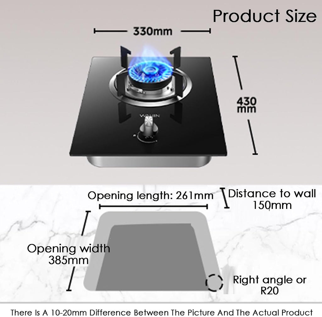 Gas Stove, Single Burner Desktop and Embedded Dual-use Burner Stove,Portable Tempered Glass Gas Cooker 5KW NG/LPG, for Home Outdoor Camping(LPG)