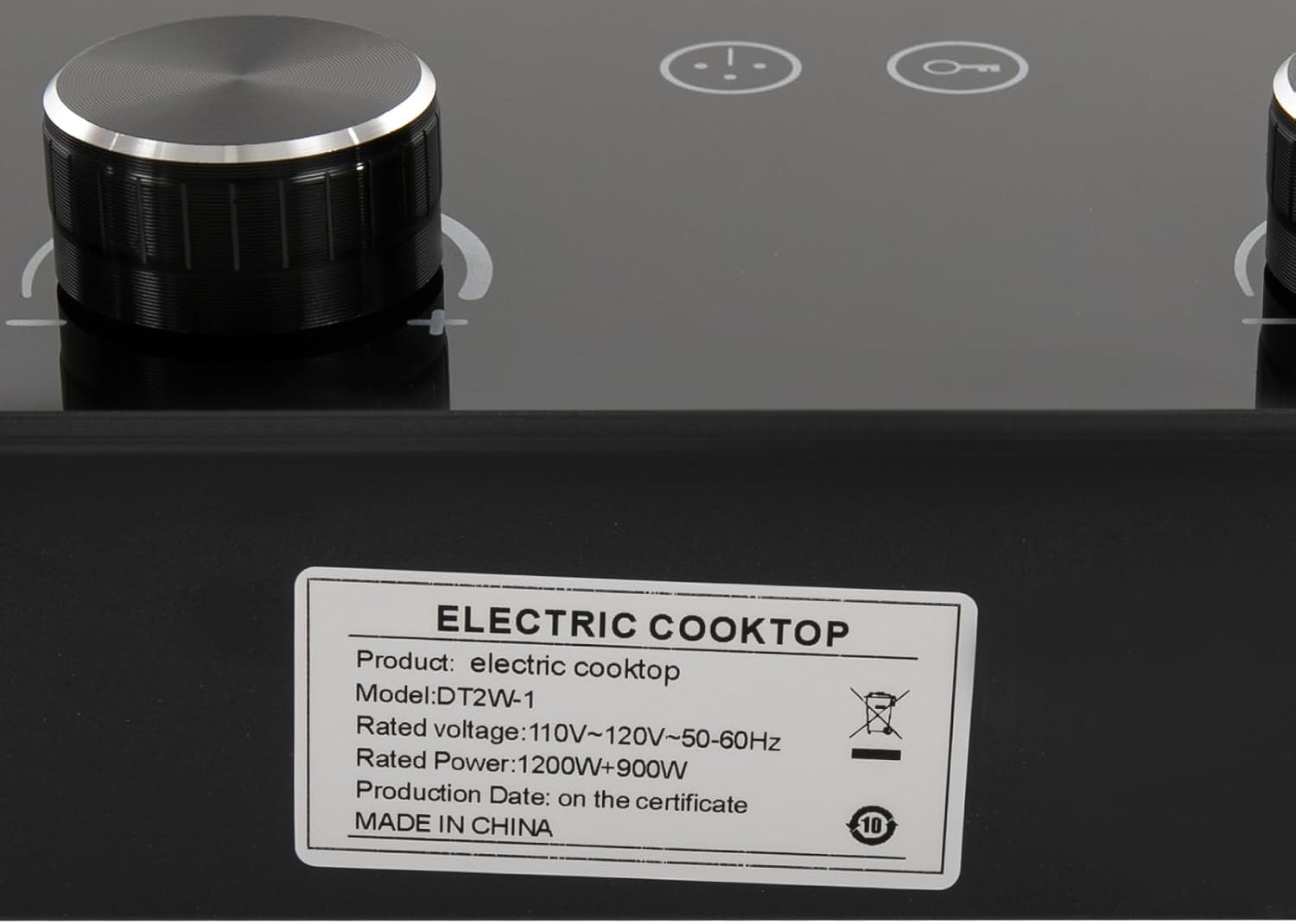Electric Hob Cook Top Stove,110V Induction Cooktop, Electric Stove, 2 Burners Ceramic with Knob Control, Cooktop Timer
