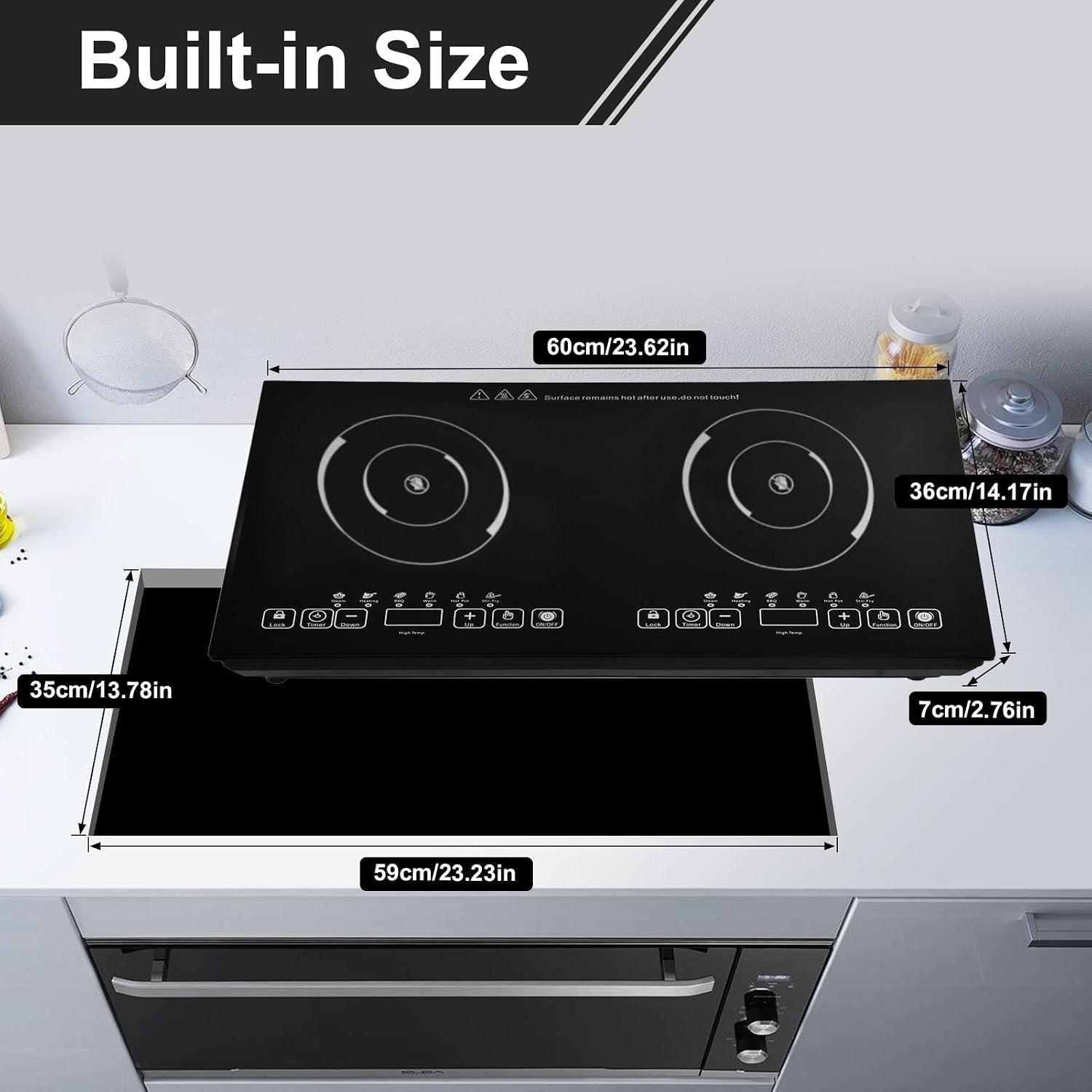 2 Burner Electric Cooktop - Touch Control Induction Cooktop Kitchen Stove,Portable Electric Hob 110V for Tin Foil Casserole Stone Pot Bibimbap