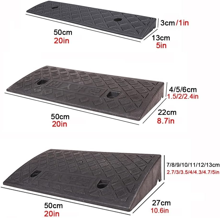 2' Rise Threshold Ramp, Door Entry Ramp for Wheelchair/Doorways/Scooter, Rubber Curb Ramp with Non-Slip Surface, 4.3'-7.5' High 2200 Lbs Load Capacity ﻿(Yellow,1.6' Rise/4cm)