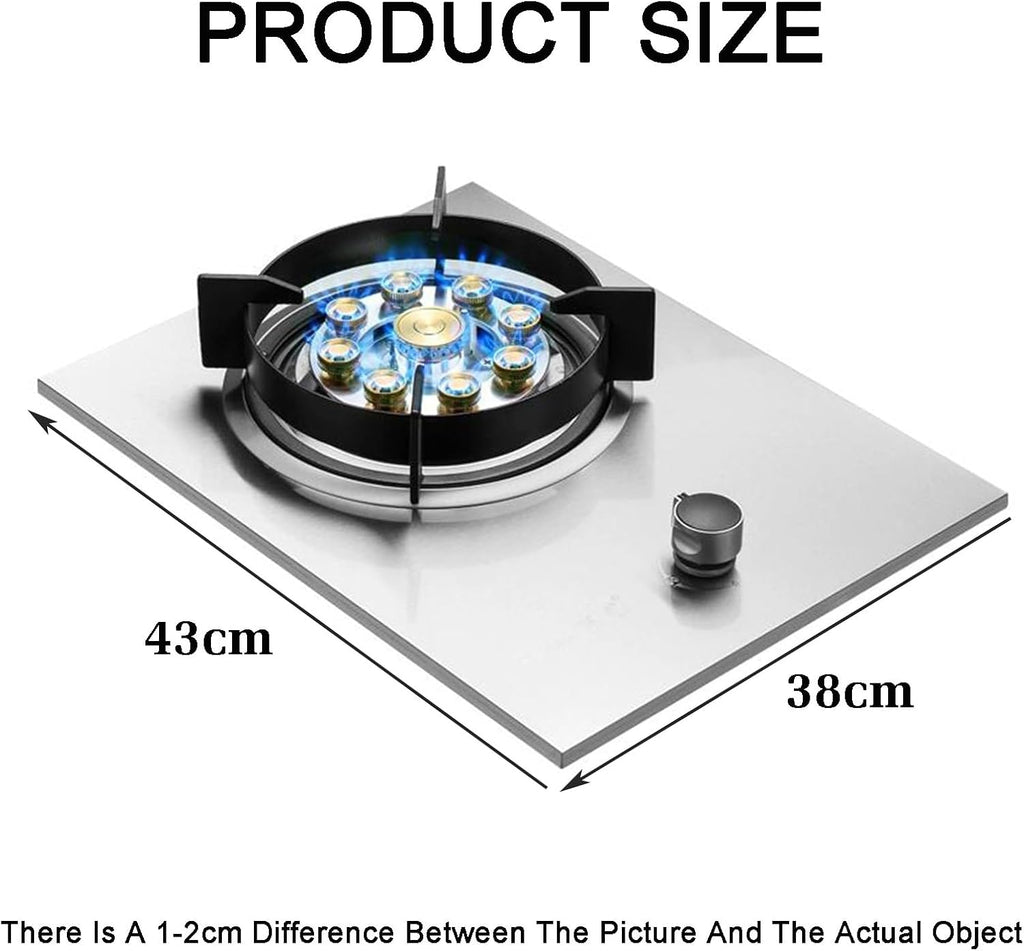 Gas Stove 1 Burner,5.5KW Stainless Steel Gas Stove,Natural Gas Liquefied Gas Stove,Desktop Embedded Installation,Multi-Speed Adjustment,for Home Kitchen(NG)