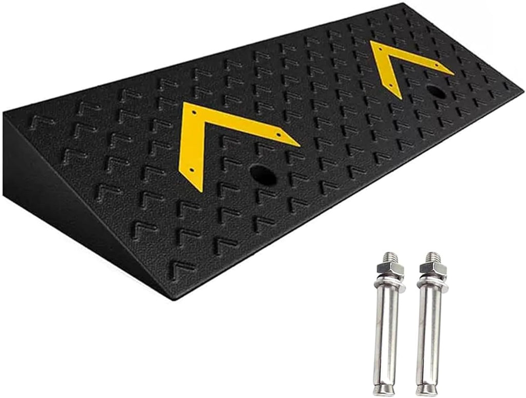 Rubber Threshold Ramp 5in High, Heavy Duty Curb Ramps, Curbside Driveway Ramp - for Cars Bicycles Lawn Mowers Scooters, Wheelchair Ramp, Rubber Slope Pad