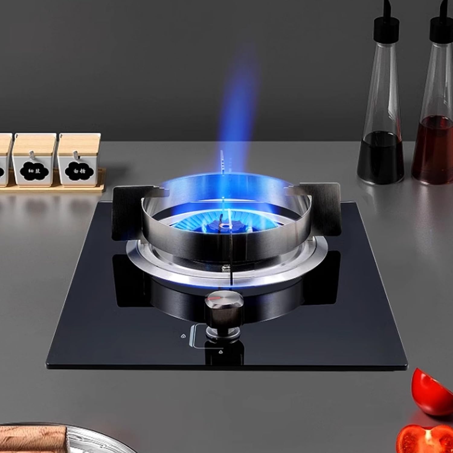 Gas Stove,Tempered Glass Gas Cooktop,1 Burners with Thermocouple Protection,NG/LPG Convertible,Suitable for Home and Commercial Use,5.2KW/17742.4BTU (Color : LPG)