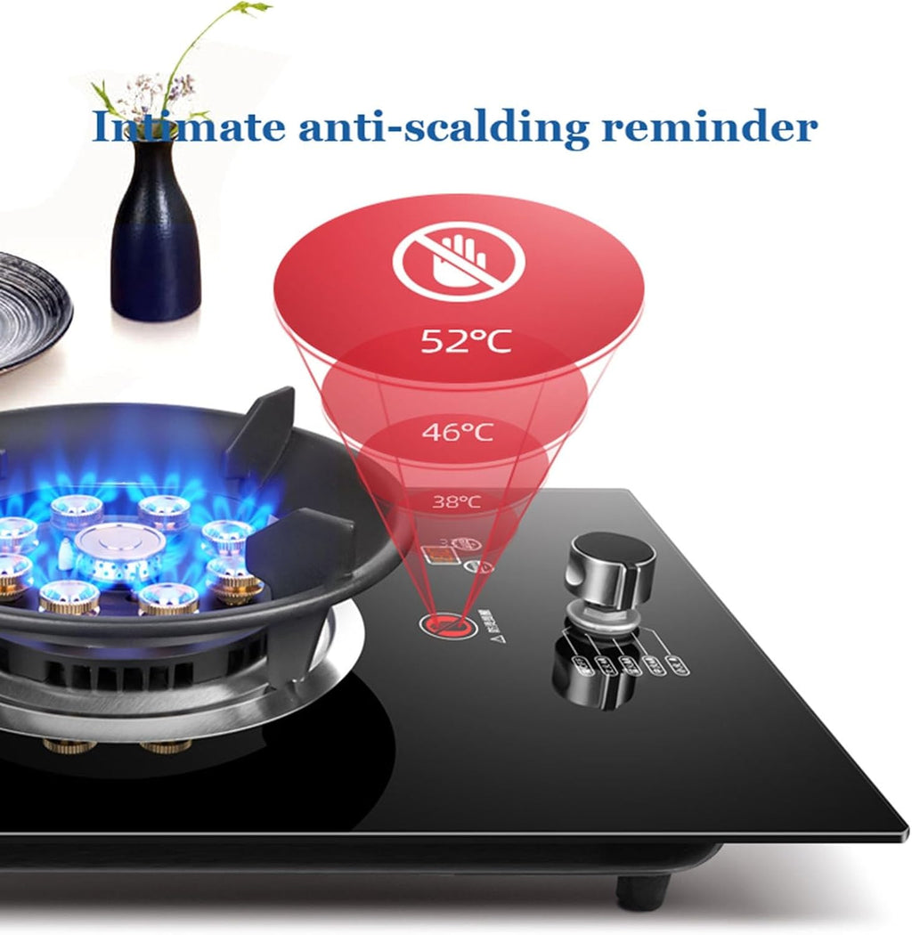 Gas Cooktop 1 Burner, 5.2KW 9 Cavity Fire Ring Wok Burner with Flameout Protection, Timer, Cast Iron Pot Rack, LPG/Natural Gas Kit (Size : LPG)