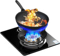 Gas Cooker 1 Burner,5.2KW 9-Chamber Fire Ring Frying Pan,Tempered Glass Cooktop with Flame Out Protection,NG/LPG Gas Conversion(LPG)