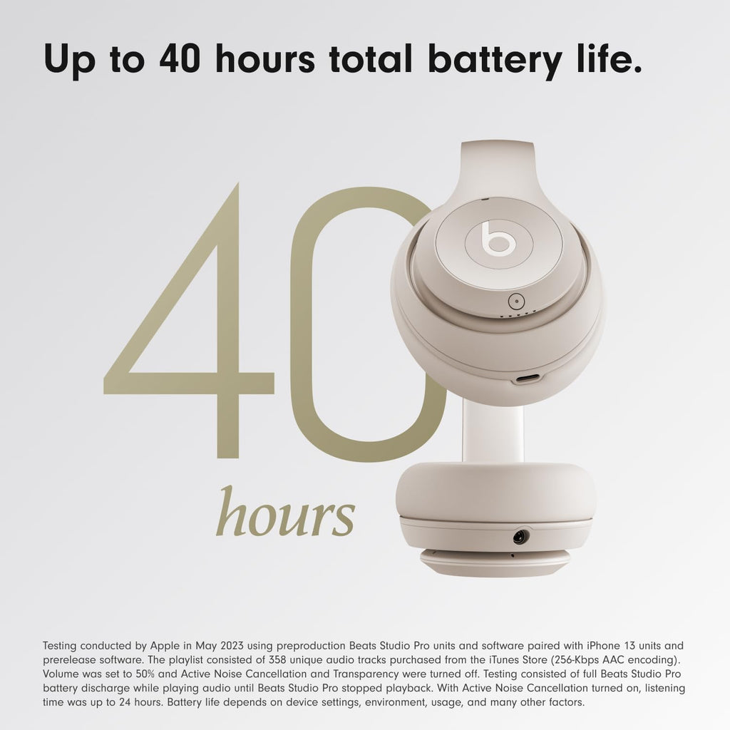 Beats Studio Pro Bluetooth Noise Cancelling Headphones with Apple 20W USB-C Power Adapter - Sandstone