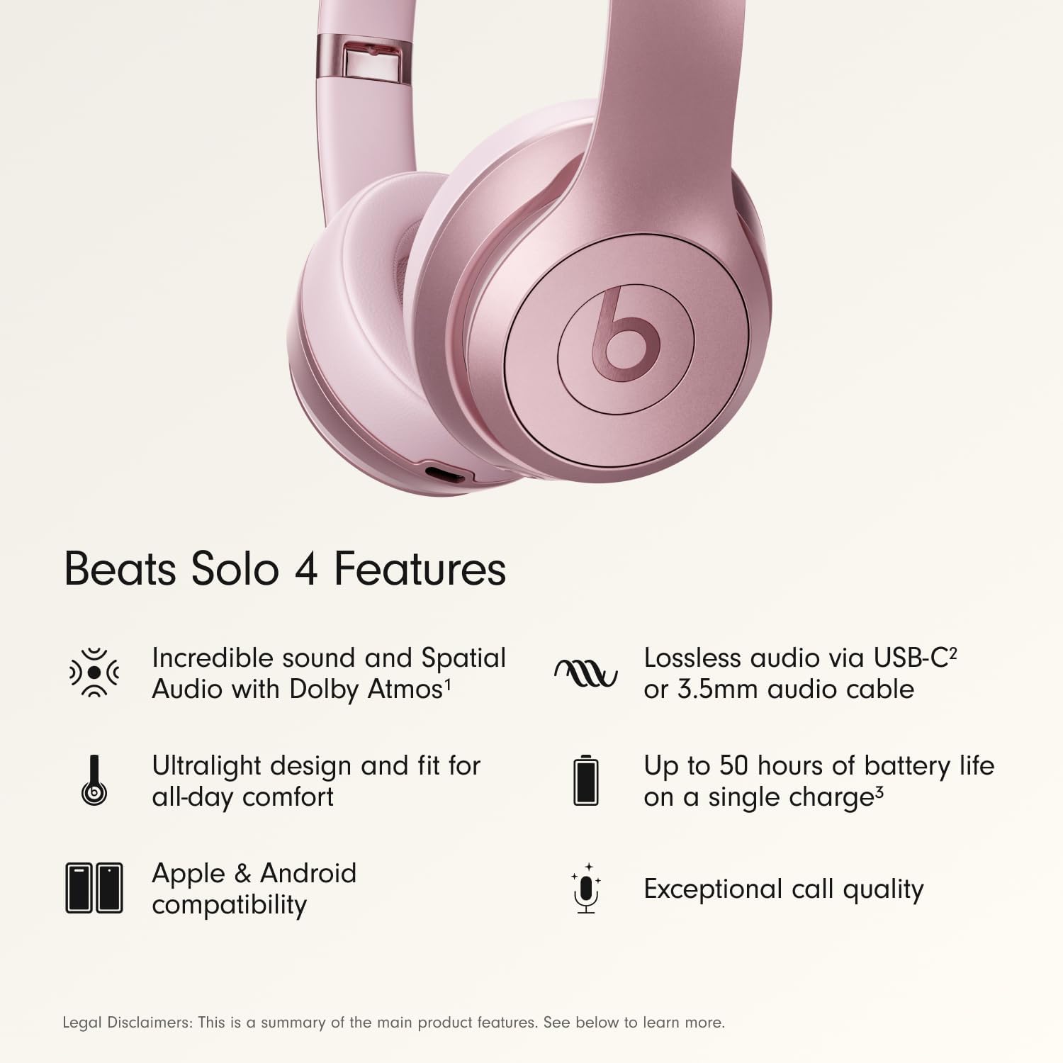 Beats Solo 4 Wireless Headphones with 20W Power Adapter - Metallic Pink