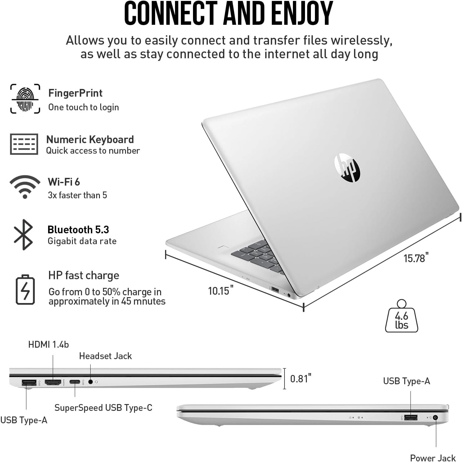 HP 17 Inch Laptop Touchscreen Computer, 17.3' HD+ Touch Screen Business Laptop PC, Intel Core i7, 32GB RAM 1TB SSD, Windows 11 Pro, Backlit 10-Key Fingerprint