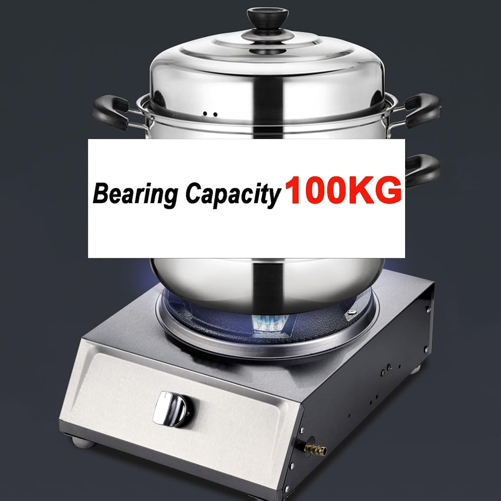 Gas Stove 1 Burner,40KW Stainless Steel Fierce Fire Stove Single Stove,Household Desktop Liquefied Gas Stove,Multi-Speed Adjustable,for Home Kitchen(Style 2)