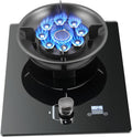 Single-Burner Gas Stove,Tempered Glass Nine-Cavity Timed Natural Gas Stove,Flip Burner,5.2Kw