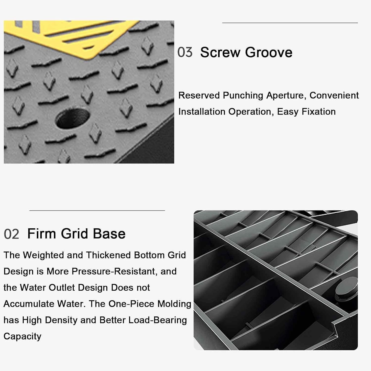 Car Ramps High Strength Rubber Material, Door Threshold Ramp Anti-Slip Surface and Hollow Grid at The Bottom, Water Channel Design for Cars, Wheelchairs(50x50x10cm/20x20x4in)