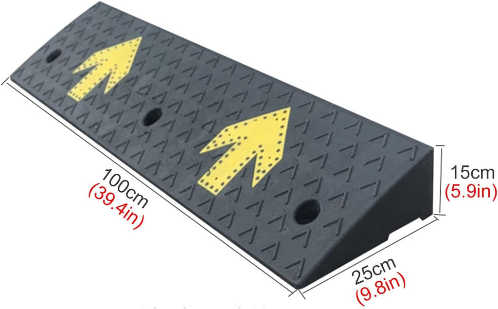 Portable Driveway Ramp Curb Ramp for Home/Garden Sheds/Garage/Front Door, Heavy Duty Rubber Threshold Ramps for Wheelchairs/Car/Scooters/Motorcycle(15cm/5.9in)