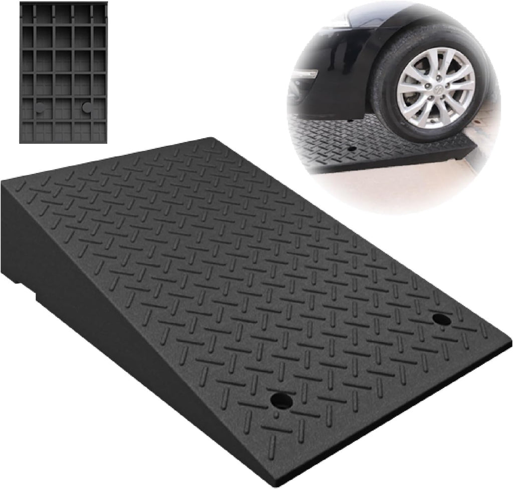 Rubber Curb Ramps Driveway Kerb Ramp Portable Threshold Ramp Heavy Duty Loading Ramps Lawnmower Ramps Garden Shed Ramp Doggy Door Ramp(19.7x31.5x5.5in)