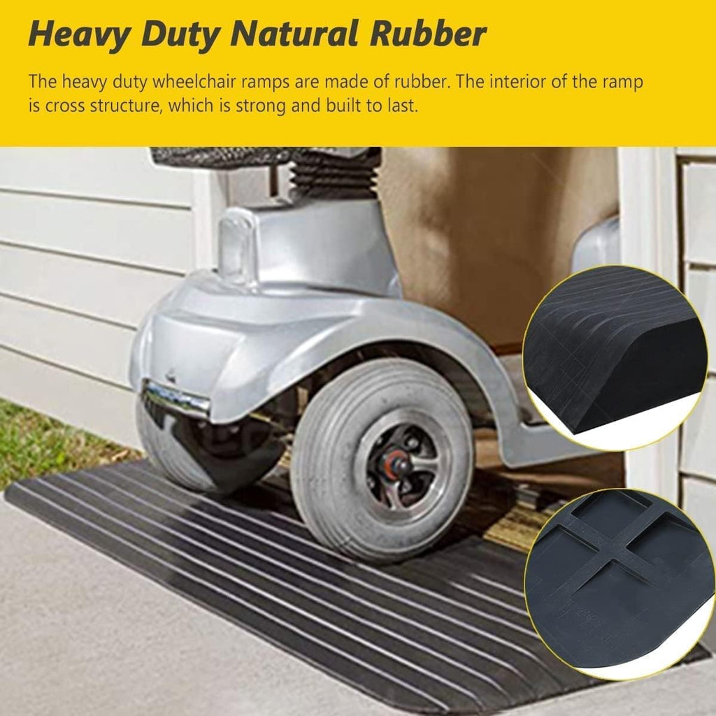 Handicap Ramps Wheelchair Ramp 43. 5 Inch Width Threshold Ramp Non-Slip Rubber Scooter Ramp Wheelchair Stair Mower Kerb Ramps for Doors Sturdy