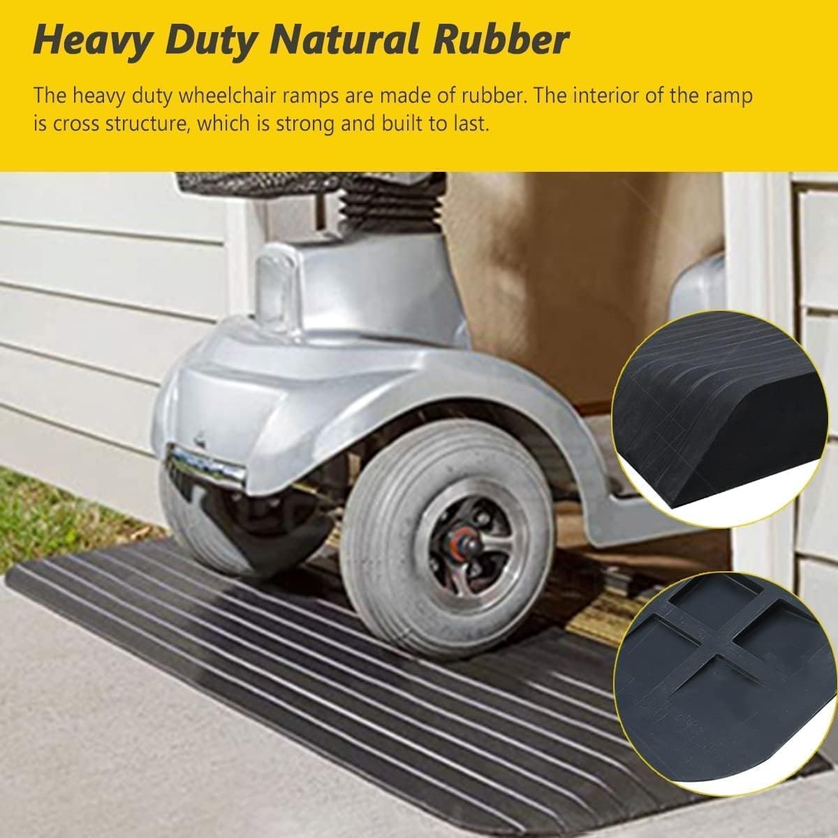 Handicap Ramps Wheelchair Ramp 43. 5 Inch Width Threshold Ramp Non-Slip Rubber Scooter Ramp Wheelchair Stair Mower Kerb Ramps for Doors Sturdy