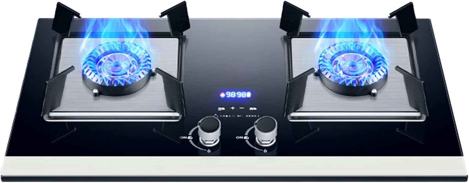 Propane Stove,2 Burners Portable Propane Stove,tempered Glass Gas Cooktop,Maximum 17060BTU Suitable for Home Kitchens and Dining Rooms (Color : NG, Size : Style 1)