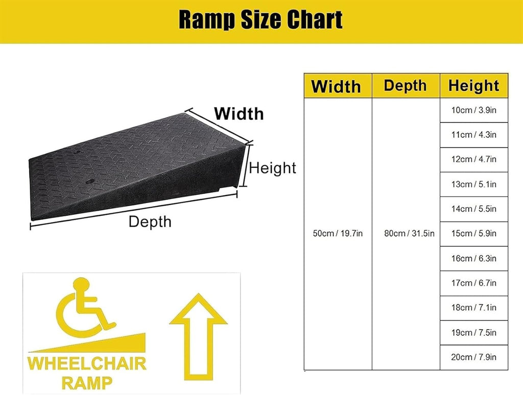Ramps Threshold Ramp, Doorways Kerb Ramp for Wheelchairs, Rubber Handicap Moving Entry Threshold, Scooter Bike Motorcycle Exterior Doors Ramps, Load 3 Tons /7000lbs