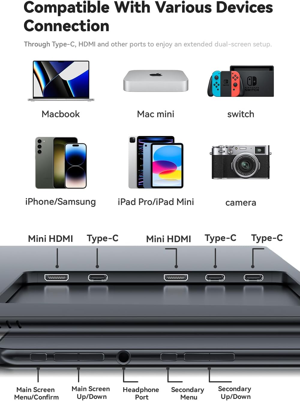 EHOMEWEI X1 Air Foldable Dual Screen Portable Monitor 14.2'×2 2.8K IPS Laptop Screen Extender 90Hz USB-C HDMI for MacBook Windows