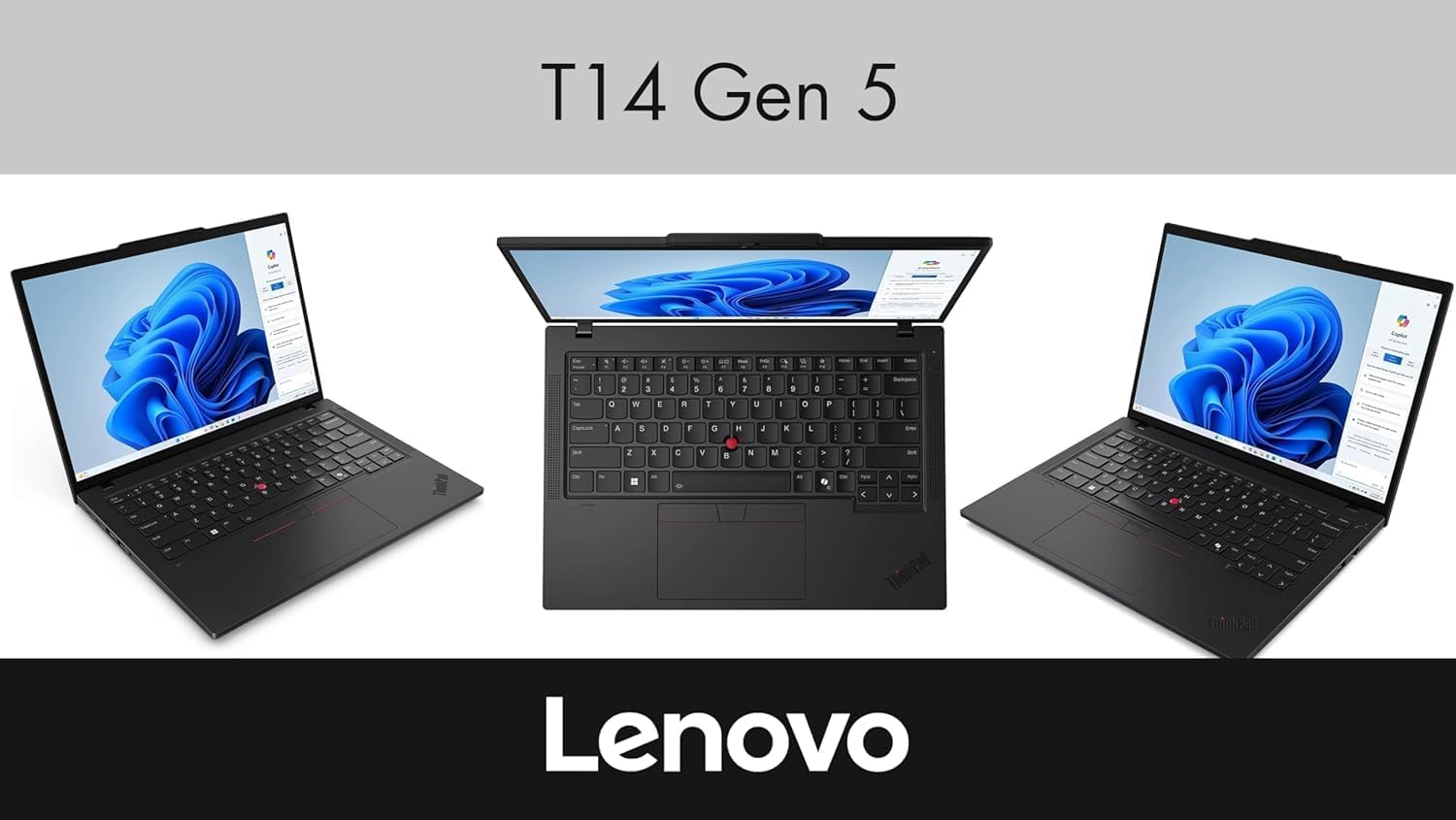 Lenovo ThinkPad T14 Gen 5 AI Business Laptop 14.0' IPS FHD+ (Intel Core Ultra 7 155U(>i7-13700H), 32GB DDR5, 512GB SSD, Copilot, Backlit KB, Fingerprint, 2 Thunderbolt 4, 5MP Webcam, DKZ Hub, Win11P)