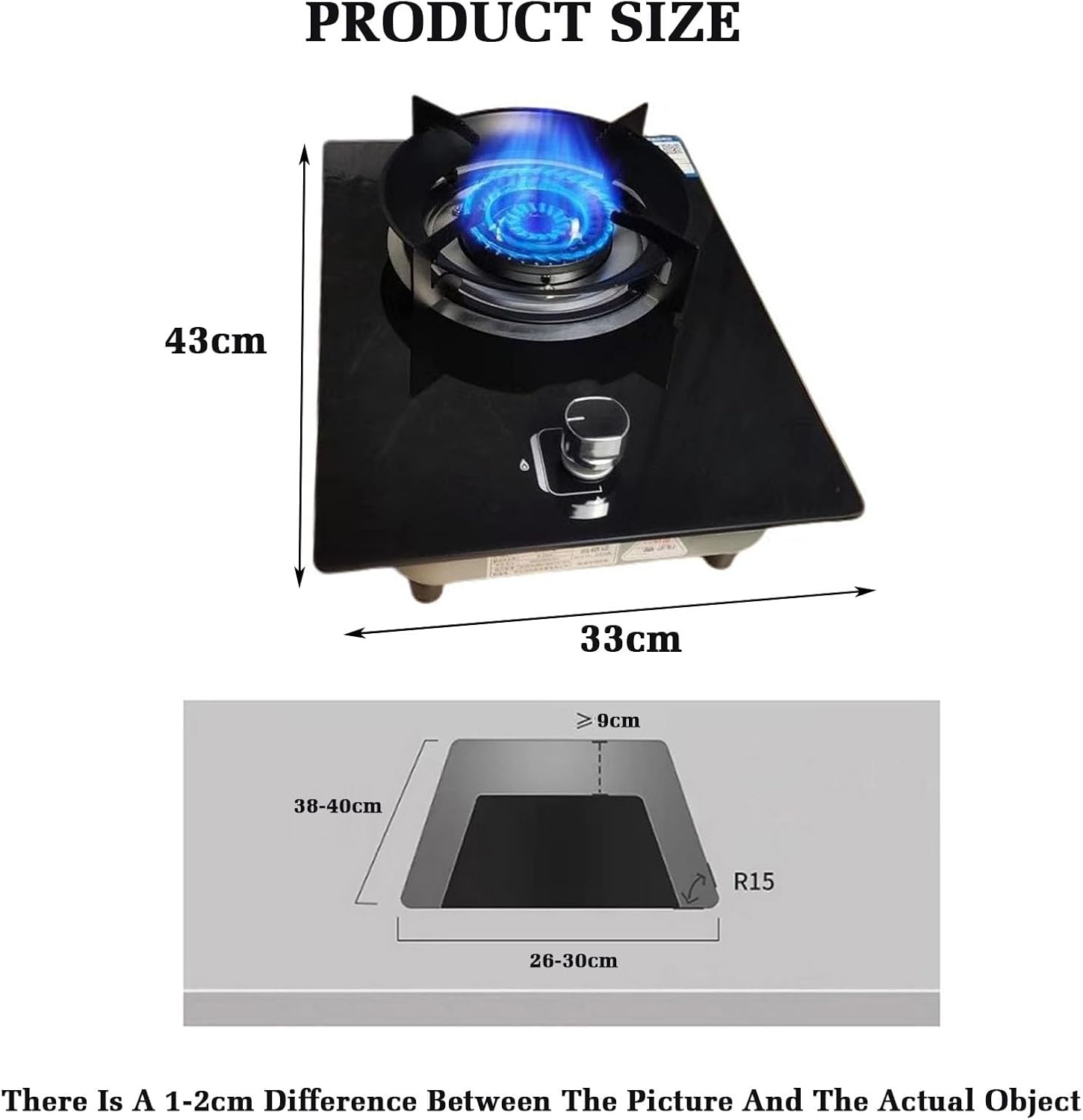 Gas Cooktop,1 Burner Gas Stove,4.8KW Kitchen Counter Top Stove,Tempered Glass Cast Iron Pot Rack,with Flameout Protection,for Home Kitchen(LPG)