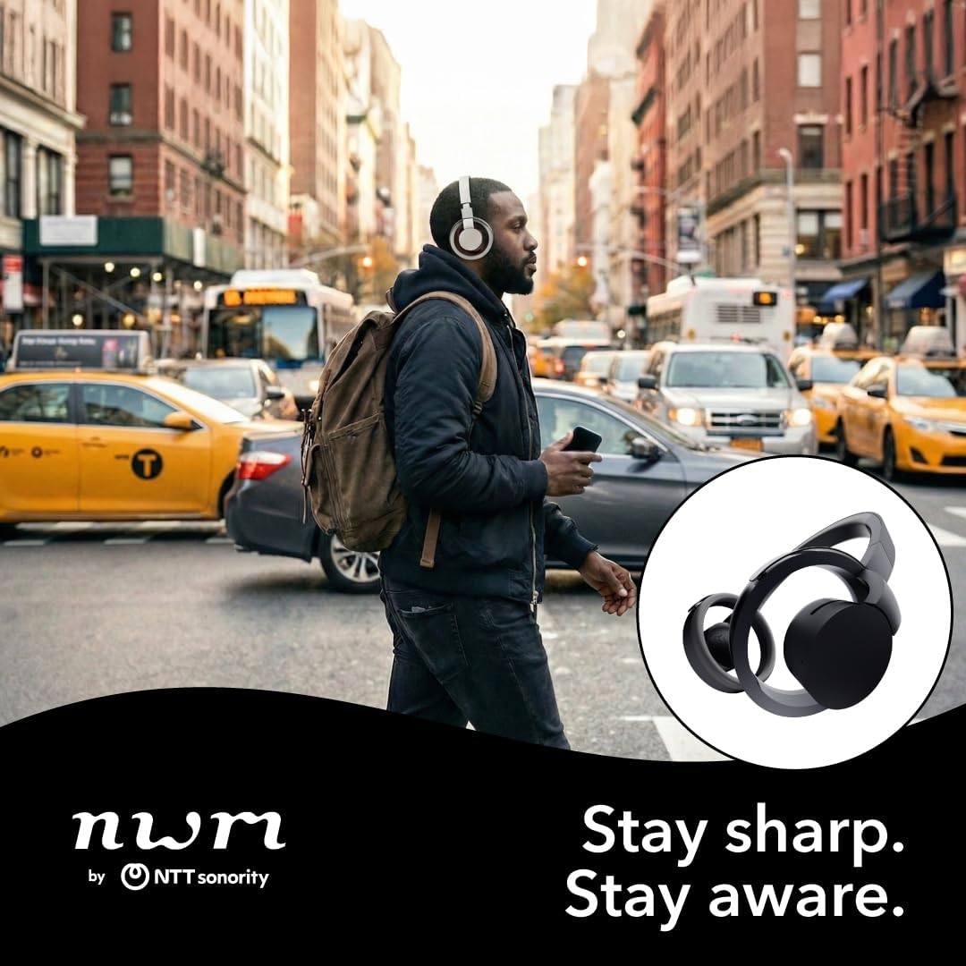 nwm ONE Wireless Open-Ear Headphones | Prevents Sound Leakage with PSZ Technology (Bone Conduction Alternative) | Bluetooth 5.3 | Multipoint | 20-Hour Battery Life with Microphone | Dark Gray
