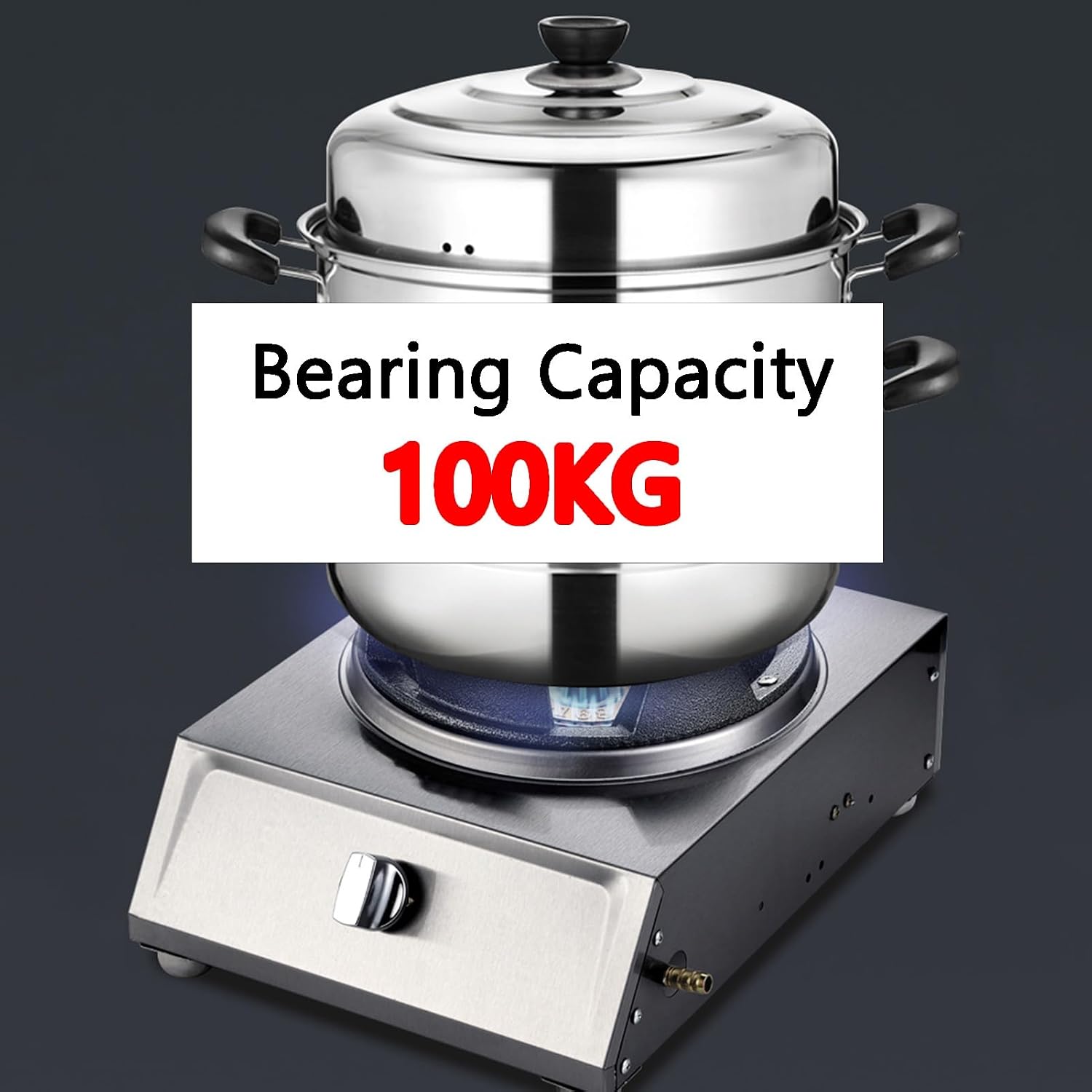 Gas Cooker,40kW Stainless Steel Single-Burner Gas Stove,6-Burner Tabletop High-Fire,for Home Restaurant Canteen
