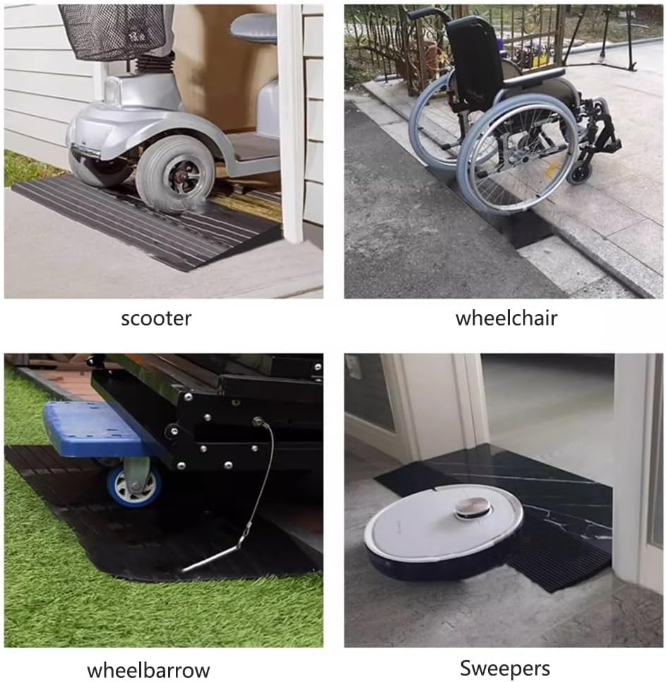 Threshold Ramps for Doorways,Solid Threshold Ramp Rubber Mat,Non-Slip Rubber Threshold Ramp for Wheelchair Car Trolley Bicycle Bathroom Door(90 * 20 * 3cm)