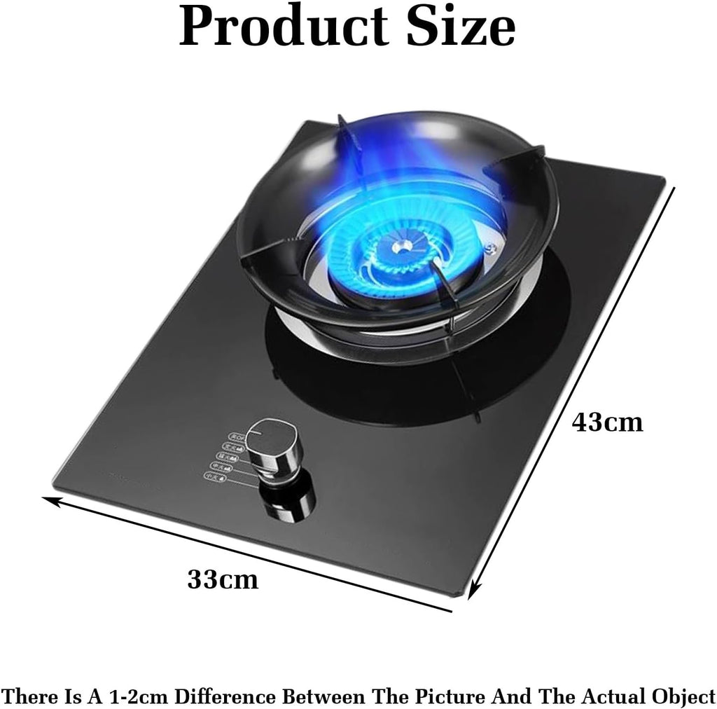 Portable Gas Stove 1 Burner,Counter Top Stove 5.2KW Gas,Tempered Glass Cast Iron Pot Rack,with Flameout Protection,for Home Kitchen Motor Home Camp(LPG)