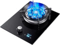 Gas Stove,Single Burner,8.5KW Camping Gas Cooker,Tempered Glass Cast Iron Pot Rack,Independent Timer Both Sides,with Flameout Protection,for Home Kitchen(LPG)
