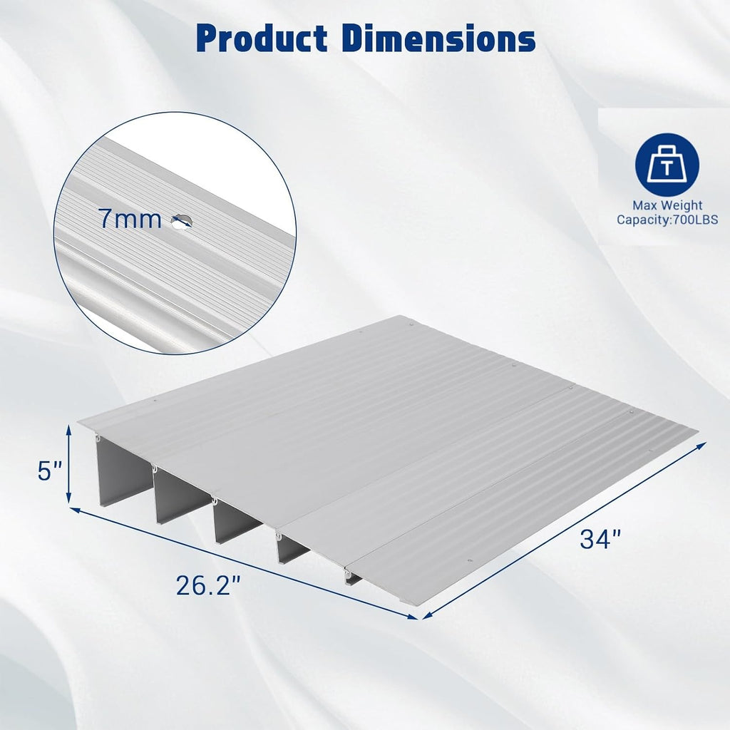 2' Rise Door Threshold Ramp,Aluminum Alloy Entry Ramp for Wheelchair Scooters Power Chairs Walkers