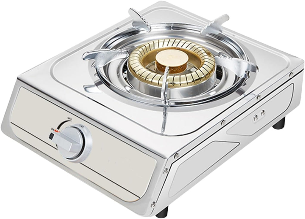 Single Burner Gas Stove,Energy-Gathering Direct-fire Bottled Liquefied Gas with Flameout Protection, Stainless Steel,Ideal for Kitchens,Apartments